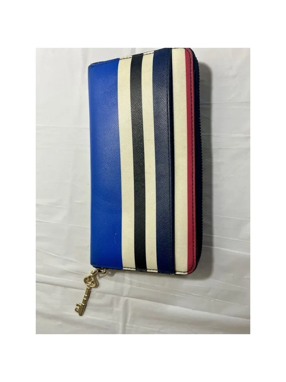 Kate Spade Laurel Way Neda Cruise Stripe Zip Around Accordion Wallet Clutch